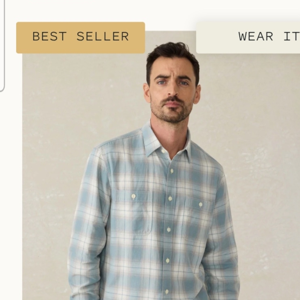 Faherty Blue Dress Shirt Modern Fit